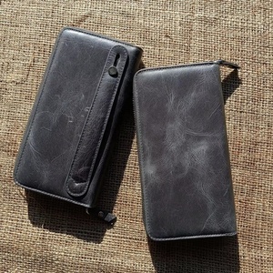 Cartera Larga de Cuero Genuino Vintage Abierta para Mujer, Regalo Personalizado, Gran Capacidad, Impermeable, Color y Logotipo Personalizables, LSW-0070 - Product Image 1