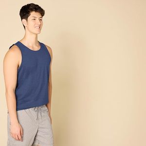 Men's Solid Color Knitted Sleeveless Tank Top O-Neck Casual Muscle <b>Vest</b> Blue Plus Size - Product Image 3