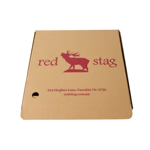 Logotipo personalizado impreso marrón Kraft embalaje de alimentos caja de pizza de papel