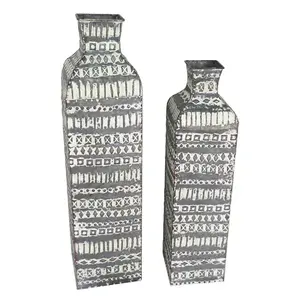 Maceta de Flores de Hierro y Aluminio Hecha a Mano, Diseño Art Deco, Resistente al Óxido, Decoración para Mesa de Hogar - Product Image 1