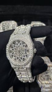 Premium Luxury Men's Automatic White Moissanite Diamond Square <b>Watch</b> <b>Arabic</b> Dial Handmade VVS1 Sapphire Crystal Window Black - Product Image 4