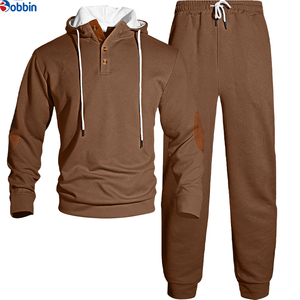 Top Trend Men Clothes Outfit Men's White Hooded Tracksuit <b>Set</b> Solid Color Casual Wear with Brown Patches & Drawstring Closure - Product Image 6