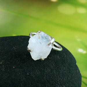 Bulk Supply Rainbow Moonstone <b>Ring</b> German <b>Silver</b>, Natural Rough Stone Wholesale Healing Crystal Jewelry Solid <b>Silver</b> <b>Ring</b> - Product Image 2