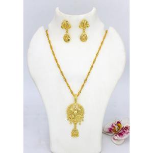 Ensemble de pendentifs à breloques ensemble de bijoux plaqué or indien dubai arabe ensemble de pendentifs boucles d'oreilles collier chaîne pour femmes - Product Image 3