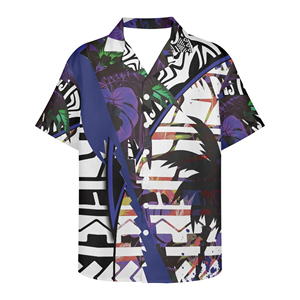Men's Custom High Quality PNG Shirt <b>Red</b> <b>Black</b> Tribal Print Design Short Sleeve Yellow Bird Star Hawaiian Style Casual <b>Top</b> - Product Image 1