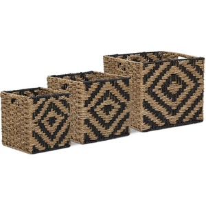 Wholesale <b>Black</b> and Natural Seagrass Storage Basket Eco-Friendly Handwoven Handles Vintage Style for Home Decor Kingcraftviet - Product Image 3