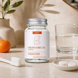 [FROM OREUM] Dentifrice solide en comprimés saveur mandarine de Jeju, 60 comprimés, pour l'hygiène personnelle en voyage - Product Image 1
