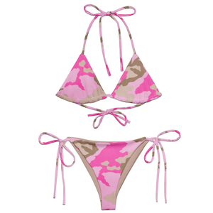 Customized Women's OEM Backless Two-Piece <b>Bikini</b> Swimsuit with Tie-Side Bottom Spandex/Polyester Material Custom Print - Product Image 1