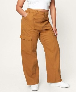 Pantalones Cargo Beige para Mujer, Corte Regular, Estilo Relajado, Modernos, Casuales, Utilitarios, para Exteriores, Otoño, Diseño de Frente Plano, Cintura Alta, 100% - Product Image 5