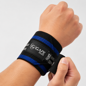 GAPE SPORTS Bandes de soutien pour poignets Noir Bleu Gris Fermeture réglable à boucle auto-agrippante pour la musculation Entraînement de force Unisexe - Product Image 2