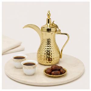 Modern Gold Plated Stainless Steel Arabic Dallah Coffee <b>Pot</b> Traditional Hammered Design Arabian Teapot for Home Hotel Supply - Product Image 2