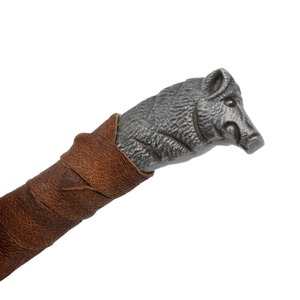 Couteau de poche Viking en acier forgé à haute teneur en carbone, lame de 5,5 pouces, manche tête de sanglier, étui en cuir, ambidextre, article de cosplay Field Edge - Product Image 3