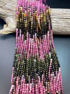 Cuentas de Turmalina Natural, Forma de Barril Facetado, Hermosas Gemas Multicolores, Hilo Completo de Alta Calidad - Product Image 2