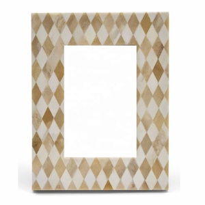 Hot Selling Diamond Pattern Bone Inlay Photo <b>Frame</b> Handmade Bone Picture <b>Frame</b> for Tabletop Living Room Table Wall Photo <b>Frame</b> - Product Image 1