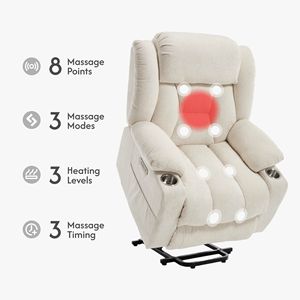 Poltrona Reclinabile Elettrica in Pelle per Anziani con Funzione Massaggio e Riscaldamento, Comoda Seduta per Soggiorno - Product Image 4