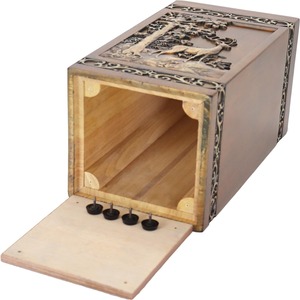 Carved Deer And Forest Wooden Cremation Urn For Human Ashes Memorial <b>Keepsake</b> With Velvet Bag - Product Image 4
