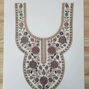 Textiles de maison élégants pour femmes, en toile légère, faits à la main, avec broderies florales et patchs brodés pour le cou, pour l'été - Product Image 1