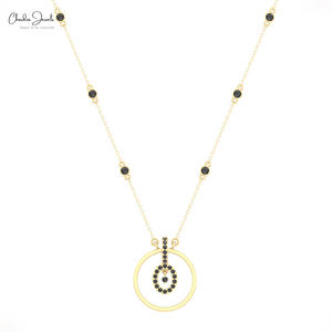 Collar de Eternidad con Patrón de Círculos de Diamantes Negros en Oro Sólido de 14K, Collar de Diamantes de Corte Redondo de 2 mm, Ofertas Exclusivas al por Mayor - Product Image 3