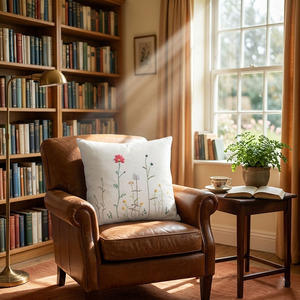 Custom Wholesale Applique Embroidery <b>Flowers</b> Home Vintage Square <b>Cushion</b> Covers 100% Cotton Washable Zipper Hotel Hospital - Product Image 3