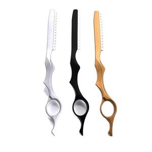 Maquinillas de afeitar rectas de acero inoxidable con logotipo personalizado más vendidas para hombres, maquinillas de afeitar de adelgazamiento de peluquería de alta calidad, madera para uso en salón - Product Image 4