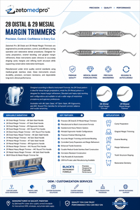 เครื่องมือตัดแต่งขอบฟันแบบพรีเมียม รุ่น 28 Distal และ 29 Mesial ผลิตจากเหล็กกล้าไร้สนิมเกรดทางการแพทย์ สำหรับงานบูรณะฟัน OEM Zetomed Pro - Product Image 4