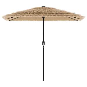 Grand parasol de jardin pliable en polyester marron et base pour l'extérieur - Product Image 4