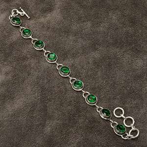 กำไลข้อมือพลอยโครเมียมไดโอไซด์ ทำมือ เงินแท้ 925 พลอยสีเขียวธรรมชาติ สำหรับผู้หญิง ขนาด 7 นิ้ว ของขวัญ - Product Image 5