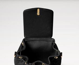 Black Genuine Leather Quilted <b>Backpack</b> Chain Top Handle <b>Backpack</b> <b>Drawstring</b> Flap Bag for Daily Travel - Product Image 2