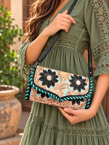 Bolso de Mano de Cuero de Diseño Elegante Color Turquesa para Mujer, Estilo Vintage, Multiusos, para Primavera, Verano e Invierno, con Espacio para Teléfono y Cartera - Product Image 1