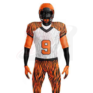 Ensemble d'uniformes de football américain orange et blanc à rayures tigrées, impression par sublimation, respirant, taille adulte homme, service OEM - Product Image 4