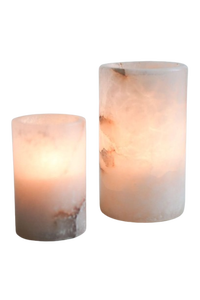 Porte-bougie cylindrique en sel résistant à la chaleur, décoration d'intérieur, lampe éclairante - Product Image 1