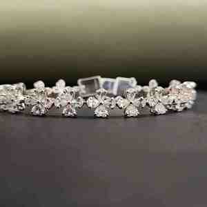 Minimalist flower chain <b>bracelet</b> Geometric silver <b>bracelet</b> 925 silver chain - Product Image 3