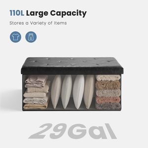 43 Inch Folding Ottoman <b>Storage</b> Bench Upholstered Foot Rest <b>Stool</b> 660 Lbs Capacity Workshop & Gym Use - Product Image 1