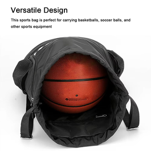 Unisex Customisable Striped Basketball <b>Drawstring</b> <b>Backpack</b> Waterproof School Bag for Students Casual Sports Use Trolley Logo - Product Image 5