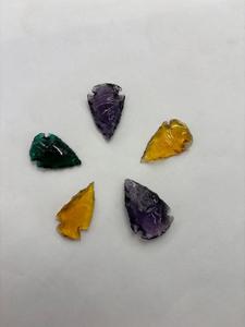 Multicolor Glass Arrowhead Rough Stone Purple Green Yellow for Jewelry Making Craft Decor Valentine's Day Wholesale Carved Folk - Product Image 1