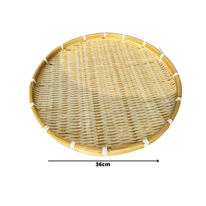 Plateaux ronds tissés du Vietnam pour la présentation des fruits, faits à la main pour le service et la présentation des aliments, 30 cm, 36 cm, bambou naturel - Product Image 2