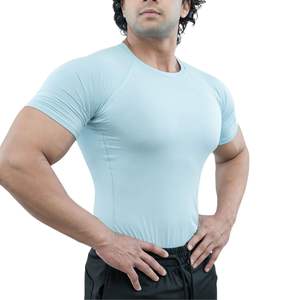 Camiseta Deportiva de Compresión de Manga Corta para Hombre, Personalizada al por Mayor, de Algodón Sólido, Secado Rápido, Transpirable, para Gimnasio, Entrenamiento, Running, Fitness - Product Image 3