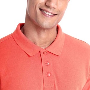 Polo à manches courtes pour homme, couleur blanc corail, blocs de couleur, tissu Oxford, boutons, style décontracté, coupe régulière, tissage uni - Product Image 4