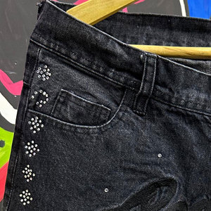 Shorts en jean pour homme, style streetwear respirant, tendance estivale, effet délavé soleil, strass sur toute la surface, vintage, décontracté - Product Image 6