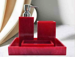 FAIZA CRAFT Ensemble d'accessoires de salle de bain rectangulaires en résine, quatre pièces, imperméables et écologiques, modèle FC-2100, pour usage domestique et hôtelier, Inde - Product Image 5