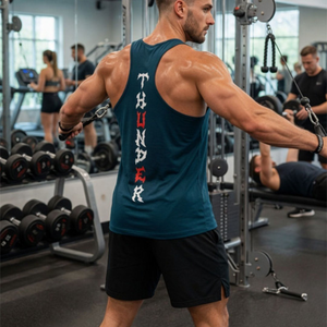 Solid Color Breathable Tank Top Custom Logo Ribbed Vests Knitted Fitness Gym Stringer <b>Singlet</b> <b>for</b> <b>Men</b> training workout session - Product Image 5