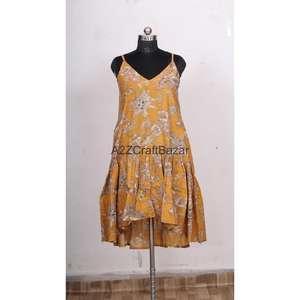 Vestido Midi Ajustado de Mujer, Ecológico, 100% Algodón, Cuello Cuadrado, Sin Mangas, Estampado Floral Digital, Casual y Formal - Product Image 1