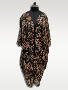 Robe longue en mousseline à imprimé floral, col en V, style bohème ample, manches trois quarts, ourlet asymétrique, robe décontractée d'été - Product Image 1