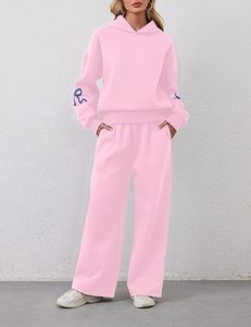 Ensemble de survêtement en polaire imprimé pour femmes, 2 pièces, coupe-vent, séchage rapide, respirant, polyester/coton, streetwear, grande taille, surdimensionné - Product Image 1