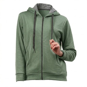 Best Edition Women's Winter Hoodie Front <b>Zipper</b> Closure Embroidery 100% Cotton Fleece OEM ODM Service Acceptable Drawstring Hood - Product Image 5