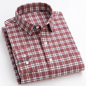 Men's Plaid Striped Standard-Fit Long-Sleeve <b>Flannel</b> Shirts Comfortable Soft Brushed 100% Cotton Thick Casual <b>Tops</b> Shirt - Product Image 2
