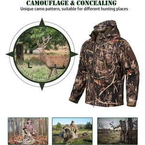 Veste de chasse unisexe camouflage thermique isolée, couche intermédiaire, fermeture éclair intégrale, coupe-vent, motif imprimé, doublure chaude en polyester - Product Image 3