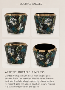 Floral Enamel Planter Metal Tabletop Vase Modern Design Handmade <b>Flower</b> Pot for Home Interior Christmas - Product Image 3