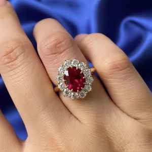 Bague d'anniversaire en rubis, argent sterling 925, plaqué or 14 carats, bijoux élégants faits à la main, cadeau pour elle, pour femme - Product Image 6