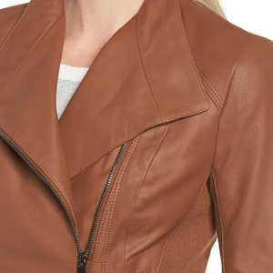 Chaqueta de Cuero PU para Mujer, Chaqueta de Cuero de Alta Calidad al por Mayor, Chaqueta de Piel de Oveja Marrón, Chaquetas para Mujer - Product Image 6